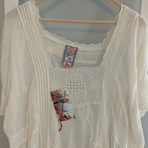 Johnny Was Ivory Embroidered Dress